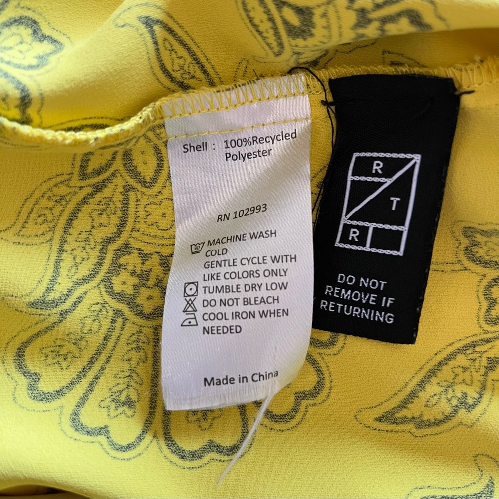 Saunders x RTR Rox Top Yellow Floral‎ Short Sleeve V-Neck Button Front size 0 - Picture 13 of 13